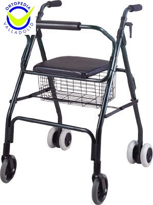 Andador aluminio asiento plegable freno a la carga